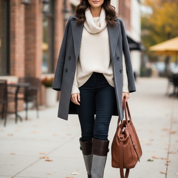 Kohl's Elegant Brown and Gray Over the Knee Boots - Picture 2 of 6
